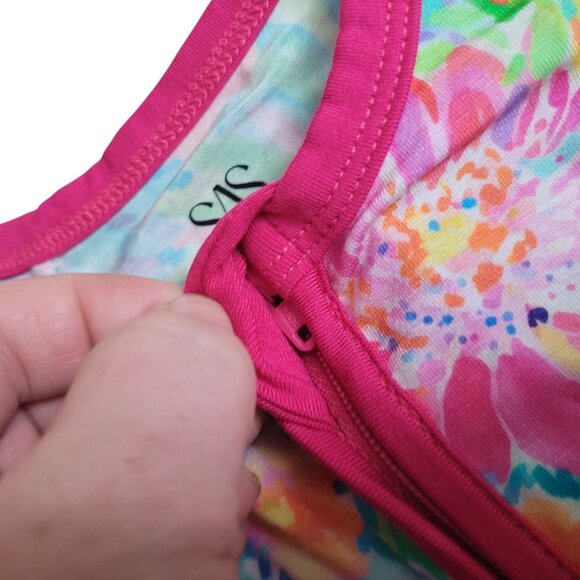 NEW SAS Bamboo Baby Girls Shortie One Piece Floral Lovely Lily Zip Romper 0-3 Mo - Picture 8 of 10